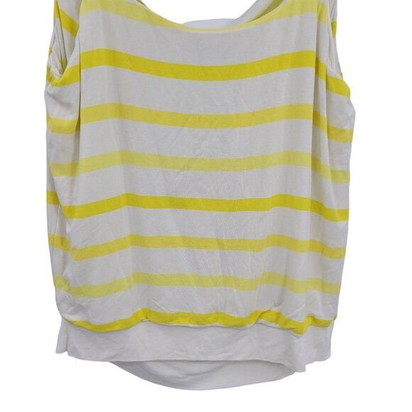 Cabi Tank Top M Yellow White Striped Sun Band Draped Cowl Neck Adjustable Straps - Picture 8 of 11